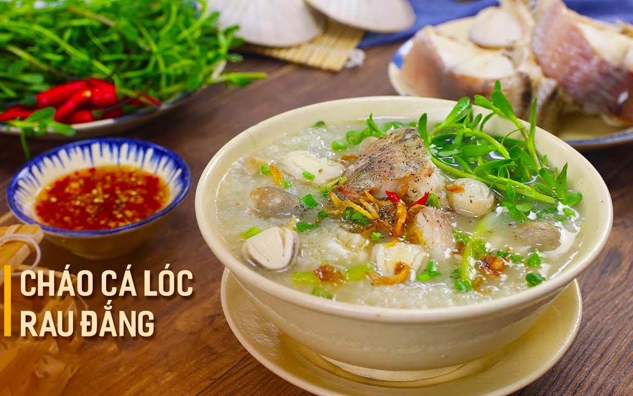 Cháo cá lóc rau đắng